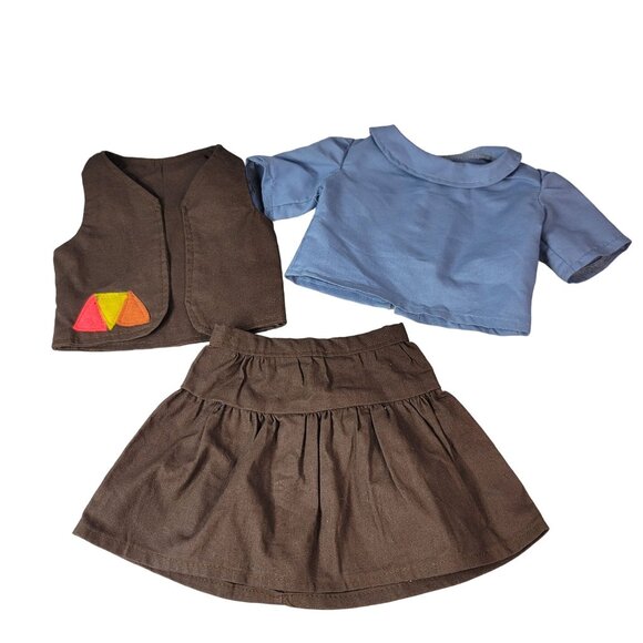 Brownie Scout Outfit Clothes for 18" Doll Vest Skirt Top Hook Loop Close AG OG - Picture 5 of 10